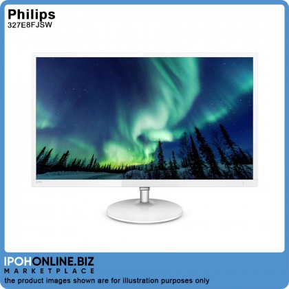 Philips 327E8FJSW/69 32 Inch sRGB FreeSync VGA DVI DP HDMI 2K VA WQHD LED Monitor - White